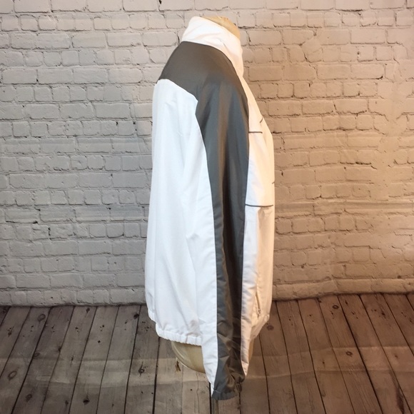 Reebok Jacket White Gray Full Zip Windbreaker Large - Picture 3 of 7
